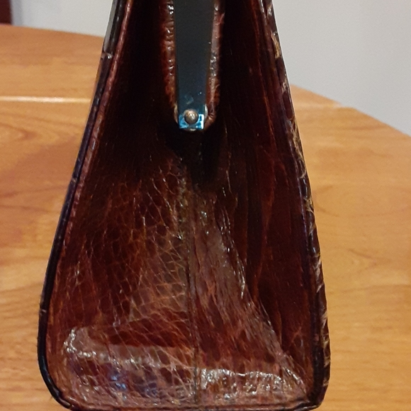 Vtg Real Alligator  Brown Kelly Handbag purse - Picture 7 of 16